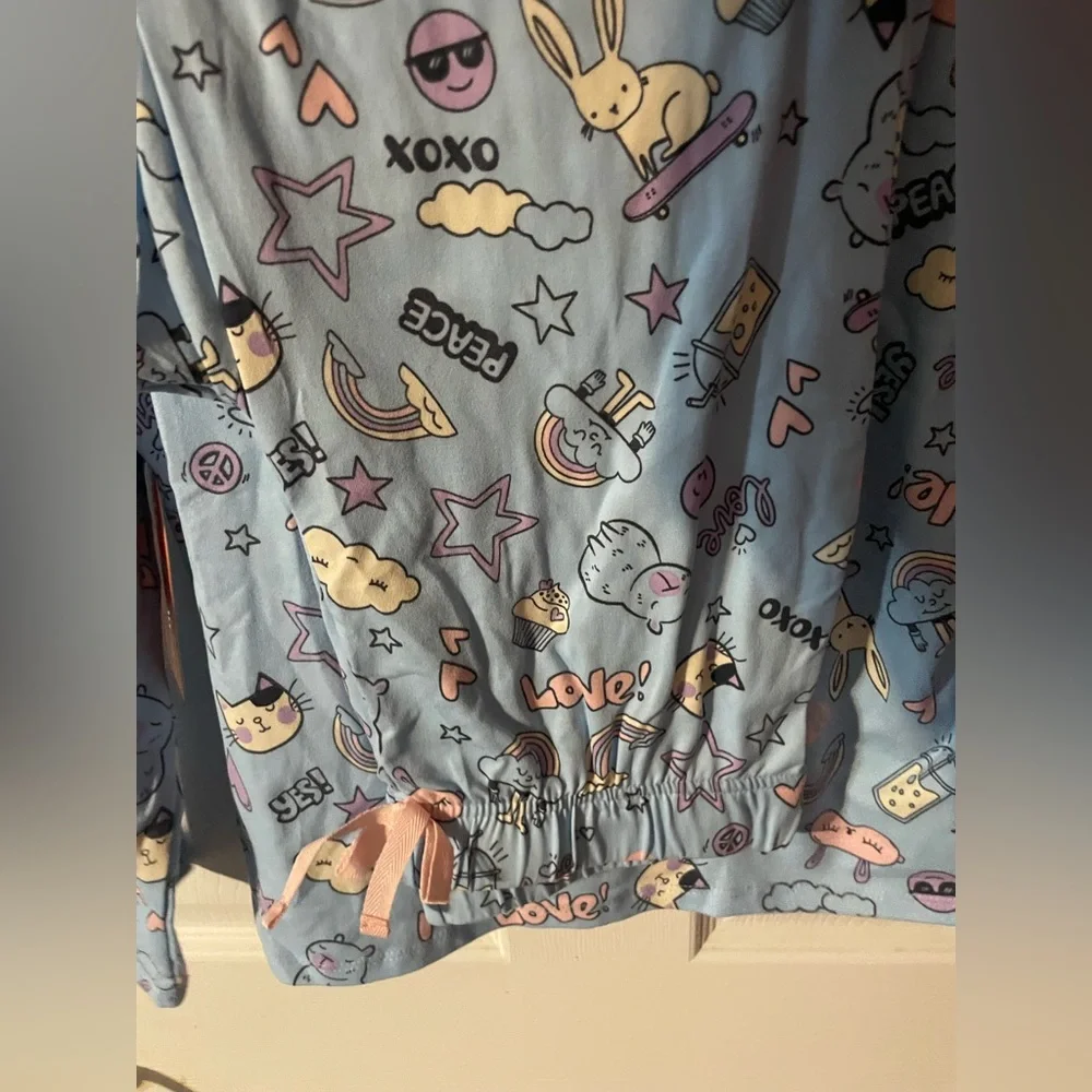 Wonder Nation Girls 3-Piece Pajama Set w/ Sleep Mask Size M 7-8 NWT